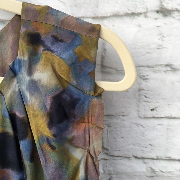 Rachel Roy Multi-Pattern Geometric Artsy Empire Waist Sleeveless Silk Dress 6 - Picture 6 of 8